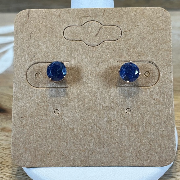 Rose Gold Solid 925 Sterling Silver Sapphire Gemstone Push Back Stud Earrings - Picture 8 of 10